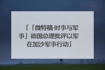 「微特稿·时事与军事」德国总理批评以军在加沙军事行动