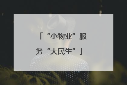 “小物业”服务“大民生”