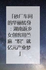 砂厂车间的华丽转身：湖南返乡女创客用苎麻“织”就亿元产业梦