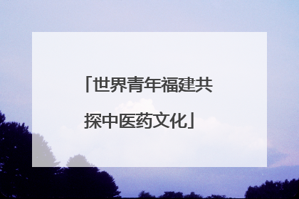 世界青年福建共探中医药文化