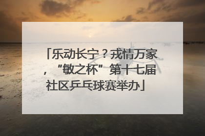 乐动长宁？戎情万家，“敏之杯”第十七届社区乒乓球赛举办