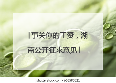 事关你的工资，湖南公开征求意见