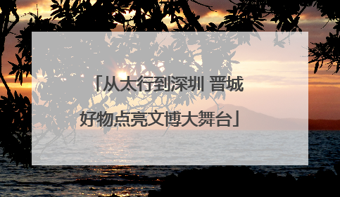 从太行到深圳 晋城好物点亮文博大舞台