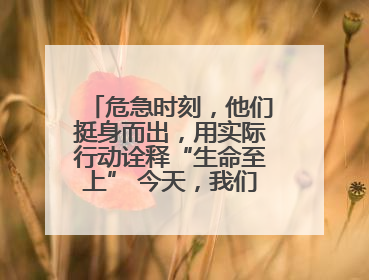 危急时刻，他们挺身而出，用实际行动诠释“生命至上” 今天，我们把版面留给这些平凡英雄