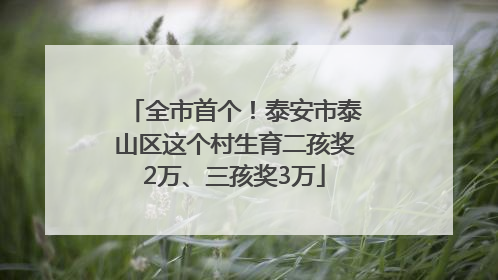 全市首个！泰安市泰山区这个村生育二孩奖2万、三孩奖3万