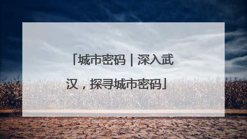 城市密码｜深入武汉，探寻城市密码