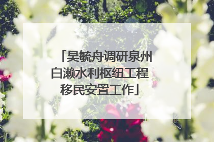 吴毓舟调研泉州白濑水利枢纽工程移民安置工作