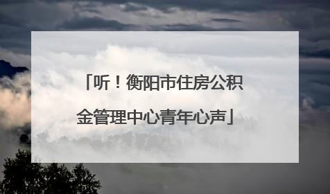 听！衡阳市住房公积金管理中心青年心声