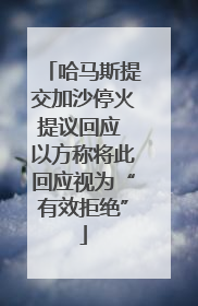 哈马斯提交加沙停火提议回应 以方称将此回应视为“有效拒绝”