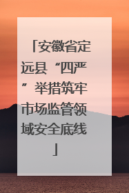 安徽省定远县“四严”举措筑牢市场监管领域安全底线