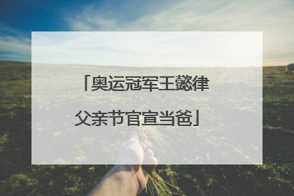 奥运冠军王懿律父亲节官宣当爸