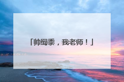 帅蜀黍，我老师！