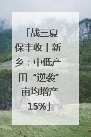 战三夏 保丰收丨新乡：中低产田“逆袭” 亩均增产15%