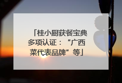 桂小厨获餐宝典多项认证：“广西菜代表品牌”等