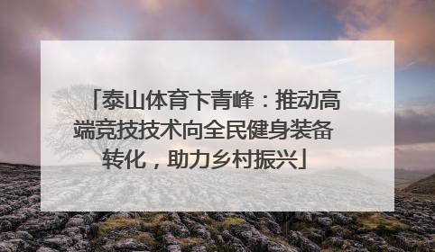 泰山体育卞青峰：推动高端竞技技术向全民健身装备转化，助力乡村振兴