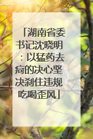 湖南省委书记沈晓明：以猛药去疴的决心坚决刹住违规吃喝歪风