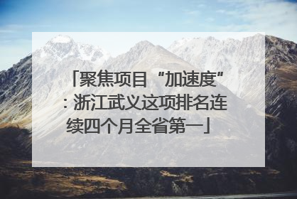 聚焦项目“加速度”：浙江武义这项排名连续四个月全省第一