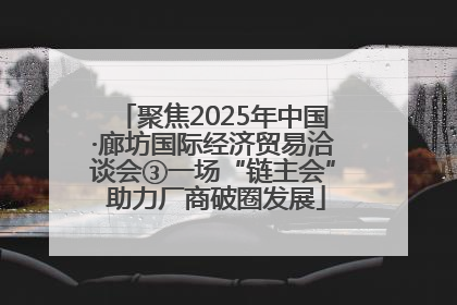 聚焦2025年中国·廊坊国际经济贸易洽谈会③一场“链主会” 助力厂商破圈发展