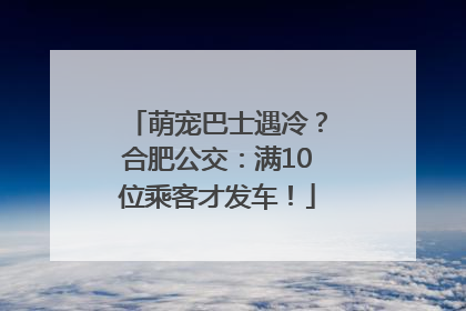 萌宠巴士遇冷？合肥公交：满10位乘客才发车！