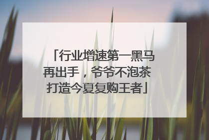 行业增速第一黑马再出手，爷爷不泡茶打造今夏复购王者