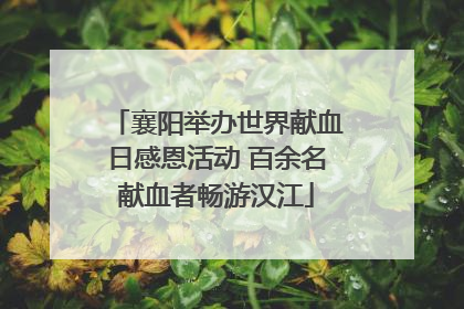 襄阳举办世界献血日感恩活动 百余名献血者畅游汉江