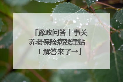 豫政问答丨事关养老保险病残津贴！解答来了→