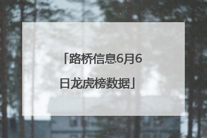路桥信息6月6日龙虎榜数据