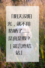 阴天没阳光，就不用防晒了……是真是假？｜谣言终结站