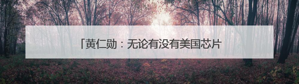 黄仁勋：无论有没有美国芯片，中国AI行业都将继续发展