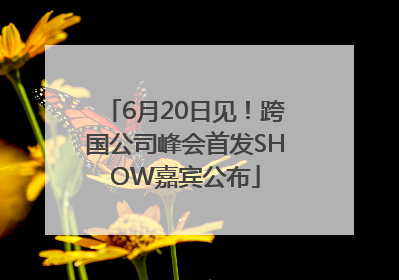 6月20日见！跨国公司峰会首发SHOW嘉宾公布